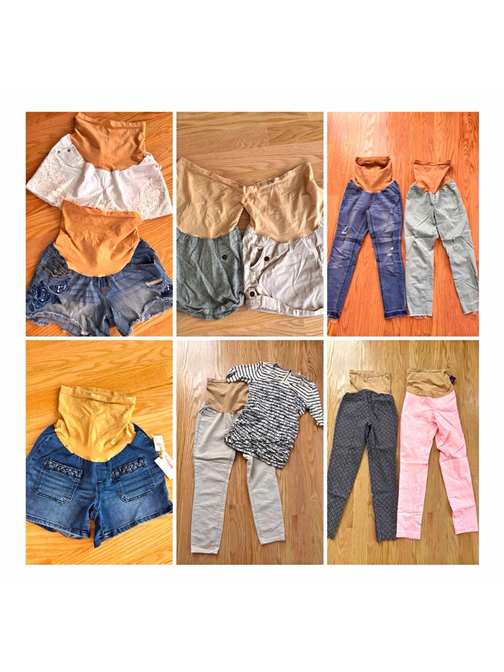 Maternity Clothing Multicolor Denim Striped Jeans/Shorts